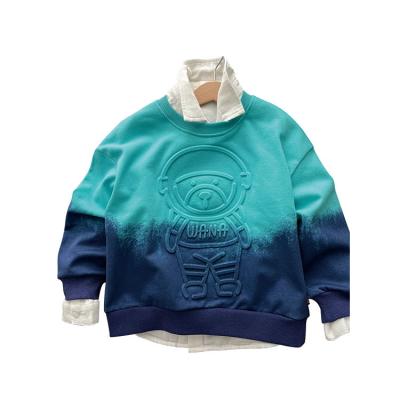 China New Design Fashionable Wholesale Custom Made Boys Round Neck Tie Dye High End 3D Embossed Embossed Sweatshirt Breathable Embossed Print Kids Hoodies for sale