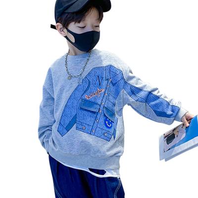 China Wholesale Patchwork Autumn Fashion Boy Kids Pullover O-Neck Sweatshirt Simple Anti-pilling Collar Hoodies From Baisheng Kid Garment Factory for sale