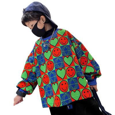 China 2022 Baisheng Anti-pilling Hoodie Boy Full Print Clothing Crewneck Pullover Custom Wholesale Smile Heart All Over Print Sweatshirt For Kid for sale