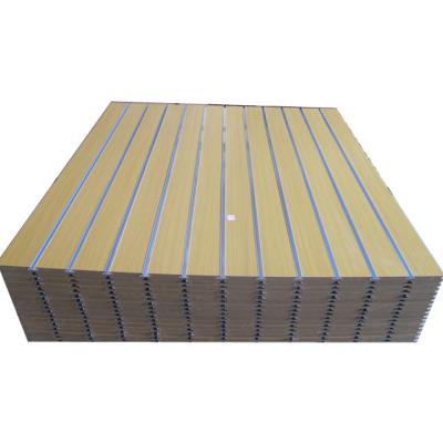 China Black moisture proof slatwall with metal inserts Cheaper slotted melamine MDF board for furniture back panels for sale