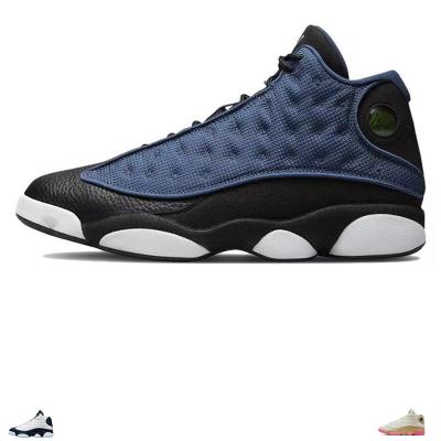 China High Quality Sneaker Genuine Leather Rubber Man Sports Flint GIGI Black Gold Mens Sneakers AJ13 UNC Retro Basketball Shoes for sale