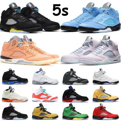 China Ascending Size Mens 5s UNC Jordaneliedly Basketball Shoes 2022 Us Best Jumpman 5 Mens Trainer Sport Shoes Aqua Easter Concord Racer Blue for sale