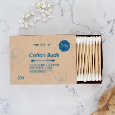 China 200PCS Daily Use Private Label Eco-Friendly Cleaning Ear Swabs Bamboo Cotton Buds for sale