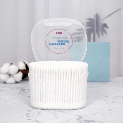 China OEM 500PCS Eco Friendly Cosmetic Plastic Cotton Bud In Round Can Stick for sale