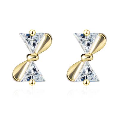 China FASHIONABLE Four Claw Cubic Zirconia Full Diamond Super Snap Full Diamond Brass Stud Earrings For Women for sale