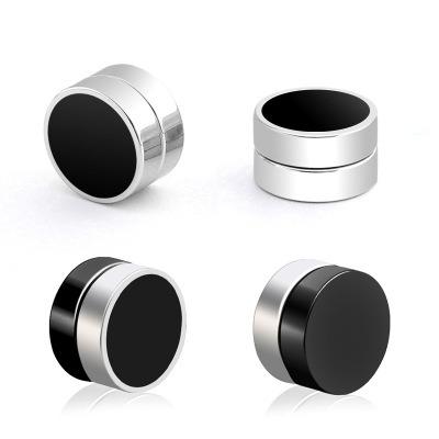 China TRENDY Magnet Non Pierced Black Earrings Round Cake Magnet Epoxy Non Porous Ear Clips For Men And Women for sale