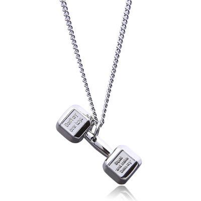 China FASHIONABLE Fitness Dumbbell Pendant Can Be Engraved Stainless Steel Necklace For Men And Women for sale