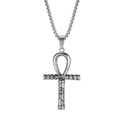 China Retro Hiphop Personality Street Hip Hop Stainless Steel Cross Pendant Necklace for sale