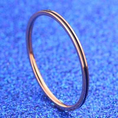 China CLASSIC fashion rose gold ring oil drip black and white stainless steel extra thin index tail ring for women for sale