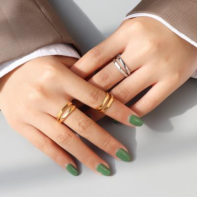 China CLASSIC INS personality double layer ring female index finger ring cold wind titanium steel does not lose dye ring for sale