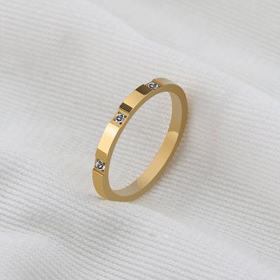 China CLASSIC Simple Zircon Couples Stainless Steel Tail Ring for sale