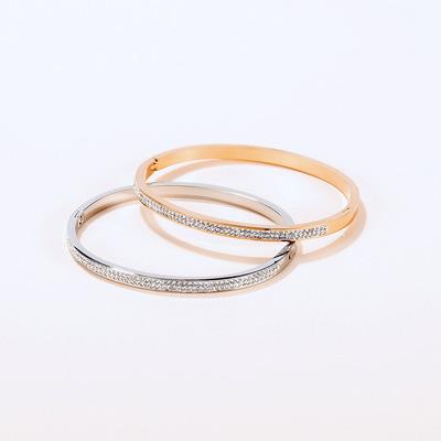 China FASHIONABLE Cool Wind Trendy Simple Inlaid Zircon Rose Gold Plated Stainless Steel Bracelet for sale