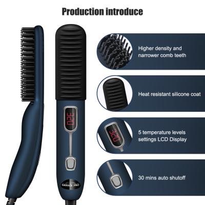 China Professional 3D Salon Adjustment Temperature Setting 5 PTC Ceramic Heating Beard Straightener for sale