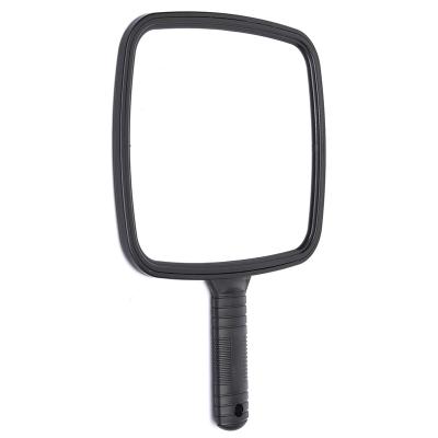 China Barber Square Plastic Handheld Large Convenient Handle Cosmetic Mirror Black for sale