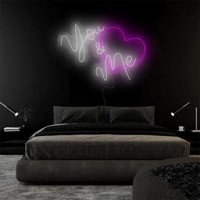 China Wall Mounted/Hanging Wedding Electric Neon Sign You and Me Neon Sign for Bedroom Wall Decoration for sale