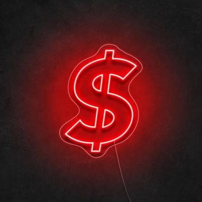 China Wall Mounted Custom Money Dollar Neon Sign LED Neon Light For Wall Decoration for sale