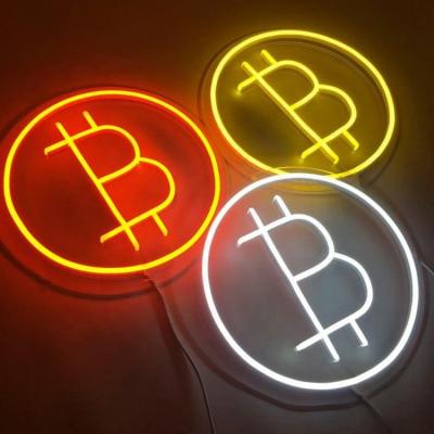 China bitcoin wall mounted/hanging led neon sign logo light shop logo sign business retail signboard for sale