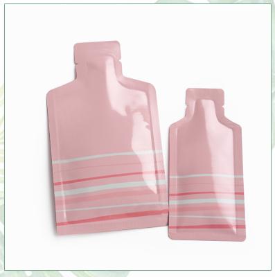 China Waterproof Packing Bag Bottle Shape Aluminum Foil Powder Bag Oral Liquid Separate Bath Supplies Small Bag for sale