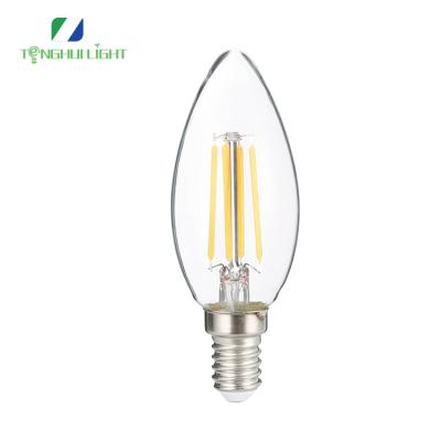 China Newly 360 Degree Residential LED Filament Light Bulb C35 4W E14 E27 E12 B22 Candle In Light Amber Gel Opal Color for sale