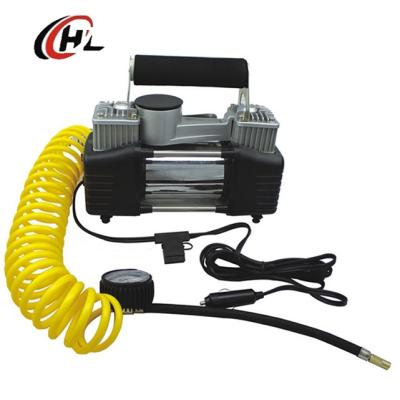 China 12V Oil Free Portable Car Air Compressor Dual Cylinder Tire Inflation for sale