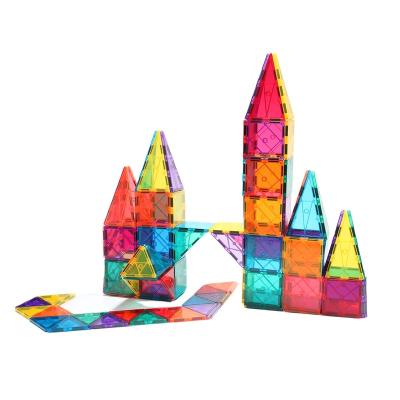 China Eductional New Design 100pcs Star-shape Tiles Magnetic Building Blocks Connecting Educational Toys Kids Magnetic 3D Building Tile for sale