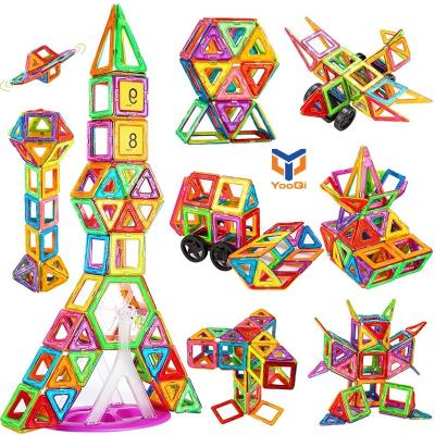 China Building Toy Yuqi 100pcs Magnetic Blocks, Tower Building Block Base Building Set Educational Magnetic Tiles Push Back Toy for sale