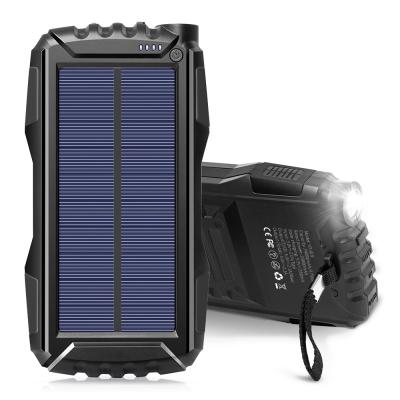 China Unique Outdoor Large Capacity Design SOS Mobile Charger Solar Power Bank 20000mAh Light Best Quality for sale