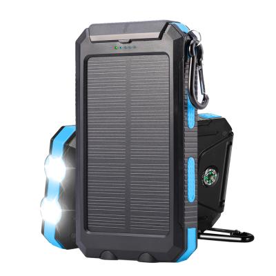 China Waterproof Mobile Solar Panel Charging Outdoor Sport Compass Charger 6000mAh Solar Power Bank for sale