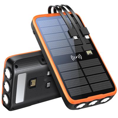 China Support 38000mAh Wireless Power Bank Quick Charge 3.0 Type C Input Port With 5 Outputs Three Flashlight Solar Power Bank for sale