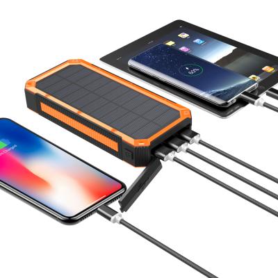 China Fast Charging Support Free Shipping Drop Shipping Solar Power Bank Quick Charger 20000mAh30000mAh 5V Triple USB Palladium Outdoor Camping Light Waterproof for sale