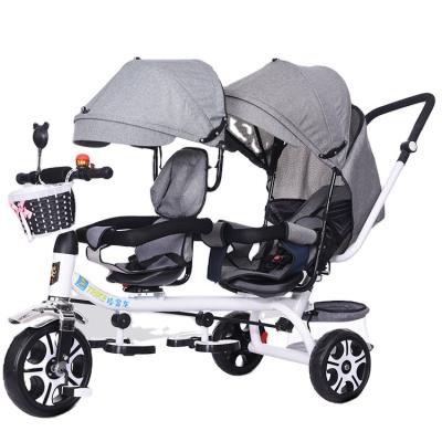 China Luxury Baby Furniture Two Hot Selling Three Wheel Baby Strollers Double Seats Babies Twins Stroller For Kids for sale