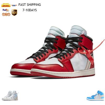 China High Quality AJ1 Basketball Shoe Genuine Leather Rubber Off White Designer Sneaker Stock Mens Sports Shoes Jumpman 1s X for sale