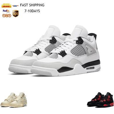 China Rubber With Running Box X Cream Basketball Shoes 4s OFF Desert Moss White Oreo Black Cat Breed Mens White Sports Sneaker for sale