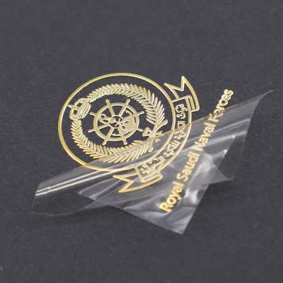 China Decorative custom fashion sticker metal nickel gold electroforming sticker shiny gold metal logo sticker for sale