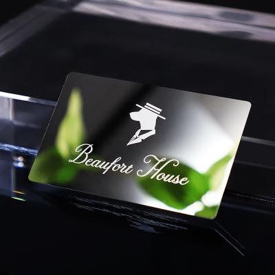 China Europe Manufacturer Mirror Metal Business Card Custom Silver Hot Selling Metal Mirror Business Card for sale