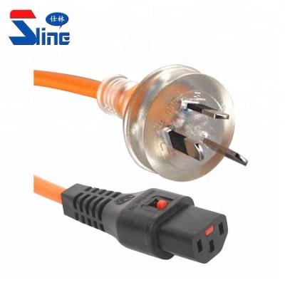 China Australian Home Appliance Medical Grade Locking Power Cord Lead Transparent Aus Mains Plug Into IEC LOCK C13 SAA Female Hospital Power Cable for sale