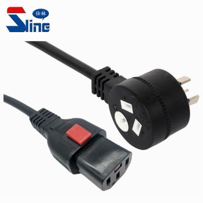 China Australian Home Appliance Piggyback Power Cord Plug To IEC Lock C13 Australia Locking Piggyback Mains Cable Advance SAA Approval 10A 250V for sale