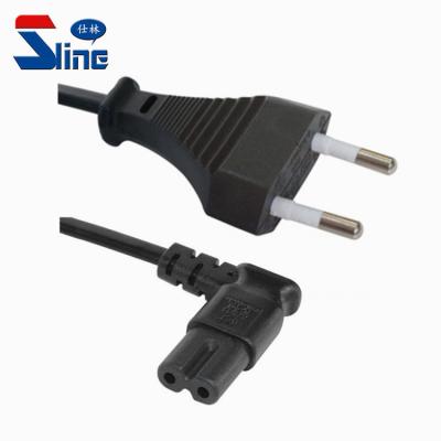 China CEE7/16 Home Appliance EU 2 Pin Plug To IEC 320 Angled C7 Power Cord With Figure 8 Mains Cable for sale