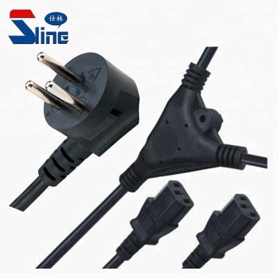 China Home Appliance Israel 3 Pin Mains Plug To 2 X IEC C13 Y Splitter Power Cable Leads Male To Female With Israeli SII Approval 16A 250V for sale