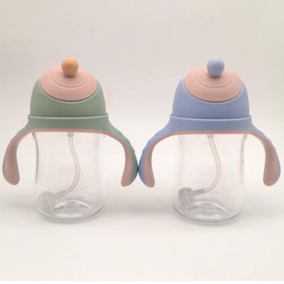 China Tritan Infant Baby Feeding Bottles Cups 2 Use Kids Water Milk Bottle Soft Drink Infant Training Bottle for sale