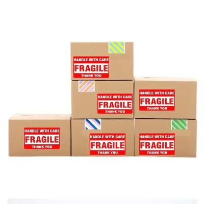 China Barcode Permanent Adhesive Fragile Stickers 2 x 3 Handle With Care Warning Box Packing Moving Shipping Label for sale