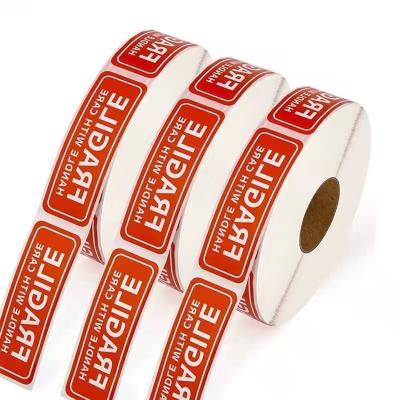 China Barcode Permanent Adhesive Fragile Stickers Handle With Care Warning Shipping Label Fragile Label for sale