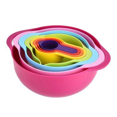 Cina Stocked plastic nested set of colorful kitchen mixing bowls in vendita