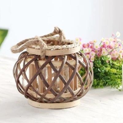 China Europe American Retro Natural Willow Lantern With Rope Woven Home Decoration Antique Lantern for sale