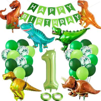 China 2022 Party Decoration Cartoon Dinosaur New Pull Themed Foil Balloon T-Rex Package Digital Dinosaur Flag Package for sale