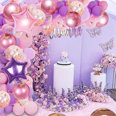 China Purple Latex Balloon Rose Gold Butterfly Theme 18