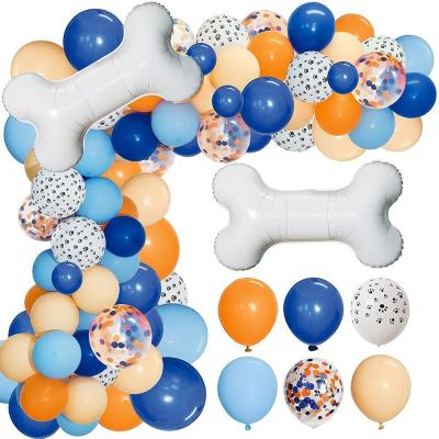 China Latex Theme Party Balloon Set Dog Claw Balloon Bones Ins Blue Orange Birthday Party Theme Decoration for sale