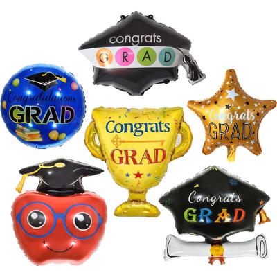 China Wholesale Popular Apple Doctor Hat Book Cap GRAD Trophy Foil Balloon Graduation Season Party Decoration Balloon Foil Balloon for sale