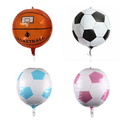 China Newest Popular Decoration 22inch Round 4D Football And Basketball Foil Ball For Kids Party Decoration for sale