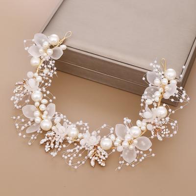 China FLYSKY Wedding/Party Decoration Gold Bridal Headpiece Crystal Pearl Hair Flower Bridal Headpiece Bohemian Hair Accessories for sale